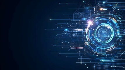 Abstract Digital Technology Background with Glowing Blue Circles and Lines