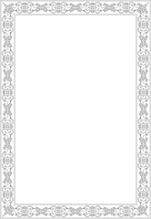 Vector square black contour ancient Russian ornament. Slavic rectangle, border, frame. Painting of the royal chambers