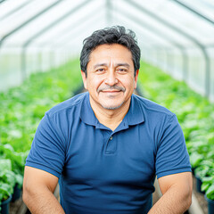 Harvesting success farmer in greenhouse agriculture natural setting