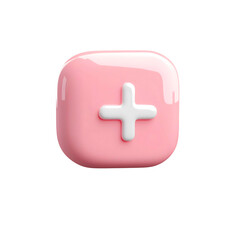 Obraz premium 3d plus symbol white add icon pink 3d icon png pink 3d ui icons collection