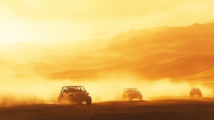 Fototapeta premium Desert sunset dune buggy adventure