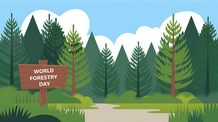 Obraz premium Forestry Day, World Forestry Day: Forest River Scene with Deer, Nature Preservation Concept, World Forestry Day Poster, World Forestry Day Banner
