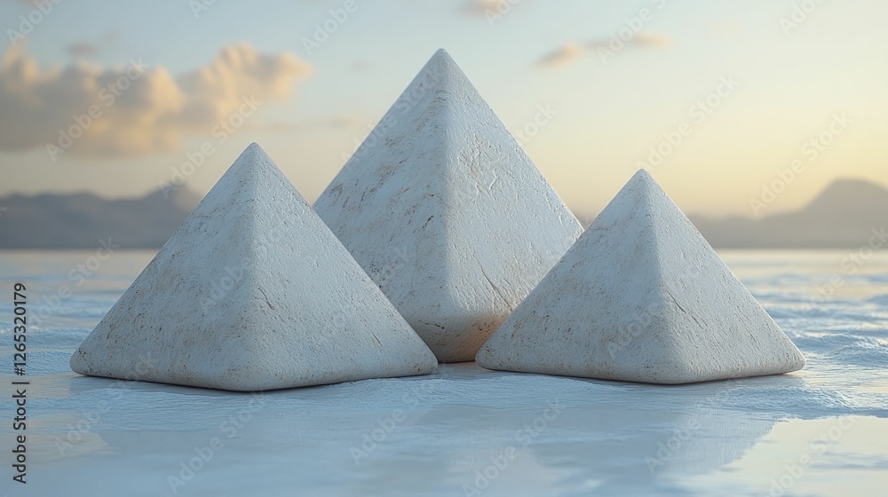 Canvas Prints White pyramids serene landscape sunset