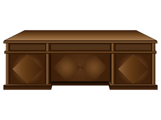 Large wooden vintage table. Classic boss office desk - vector full color picture. Old brown table