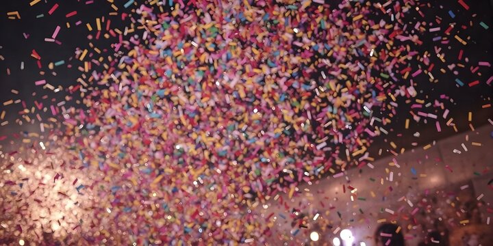 Confetti Celebration: A dazzling burst of colorful confetti fills the air, creating a vibrant and celebratory atmosphere. The image captures the unrestrained joy and exhilaration of a special moment.