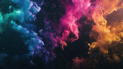 Obraz premium Colorful smoke swirls dark space background