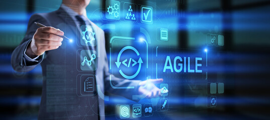 Agile flexible software development technique. Technology concept.