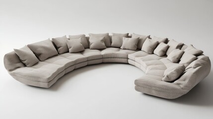Obraz premium Curved sofa, studio, beige, cushions, relaxation