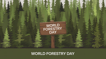 Forestry Day, World Forestry Day: Tree Silhouettes. Forestry Day Poster, World Forestry Day banner.  World Forestry Day Poster 