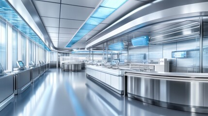 Obraz premium Modern lab interior, city view, research