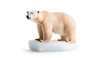 Fototapeta premium polar bear standing on ice block, showcasing its thick fur and powerful build. This majestic creature symbolizes impact of climate change on wildlife