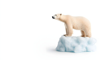Fototapeta premium polar bear standing on block of ice, showcasing impact of climate change on wildlife. This majestic creature symbolizes urgent need for environmental awareness