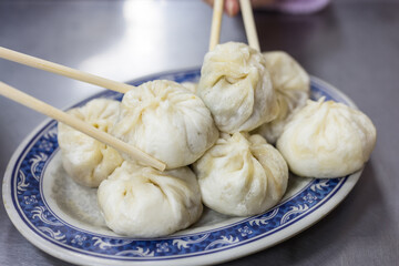 Traditional Steamed Buns Cooking In Taiwan Kitchen.Keywords: