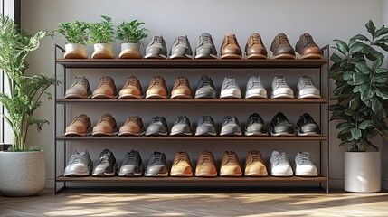 collection of different colored shoes on a shelf