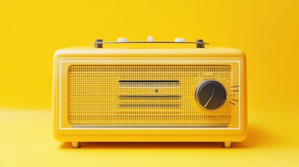 Yellow Retro Radio, Solid Background