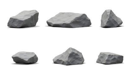 Collection stones isolate on white background