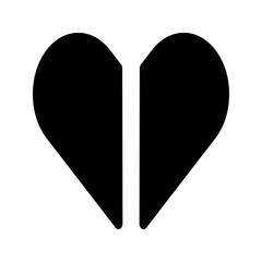 Half-cut heart icon with jagged edges, representing a shattered relationship or lost love.