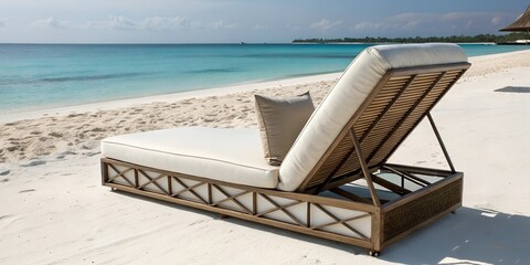 Fototapeta premium Luxury resort themed lounge chair. AI Generative