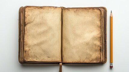 Notebook and pencil isolated on a white background.