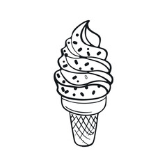 Soft Serve Gelato Cup Icon with Spoon – Black Silhouette Vector for Clean Summer Branding, Street Food, and Logo Applications