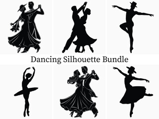 Dynamic Dancing Silhouette Illustration Bundle, Perfect for Logos & Prints
