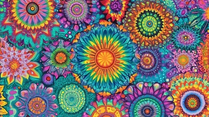 Fototapeta premium Vibrant floral digital art background design