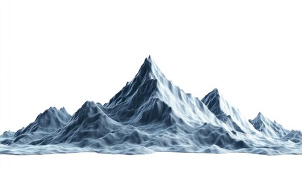 Majestic Mountain Range Against White Background: A 3D Render