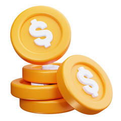 coins 3d render icons