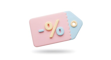 Fototapeta premium Cute Pastel Discount Tag Illustrating Price Reduction and Special Offer