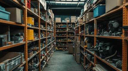 Fototapeta premium Warehouse Inventory Storage Parts