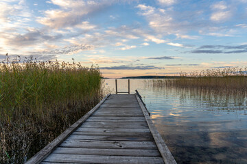 Fototapeta premium Lake Seksty. Landscape of Masuria in Poland, Karwik village in the Pisz area.