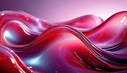 abstract flowing red and purple liquid waves with glossy texture and dynamic lighting, modern digital art concept