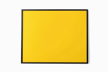 Fototapeta premium yellow square painting on white wall with black frame