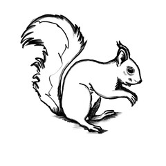 Squirrel, rodent, nut, acorn, Hand drawing, illustration, pencil, sketch, transparent PNG