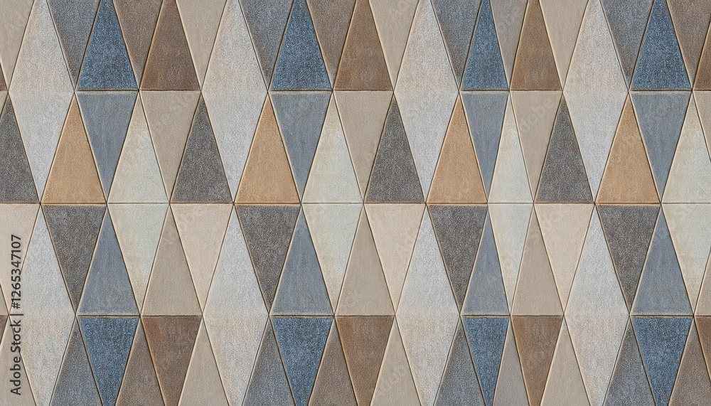 Poster geometric triangle pattern in neutral tones with textured surfaces, modern wall tile design for home