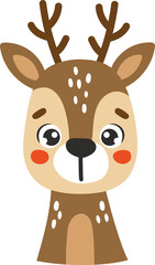 Forest deer animal isolated, cute wild animal, kids illustration, cartoon vector