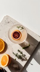 Summer cocktail, fresh, minimalist aesthetic background