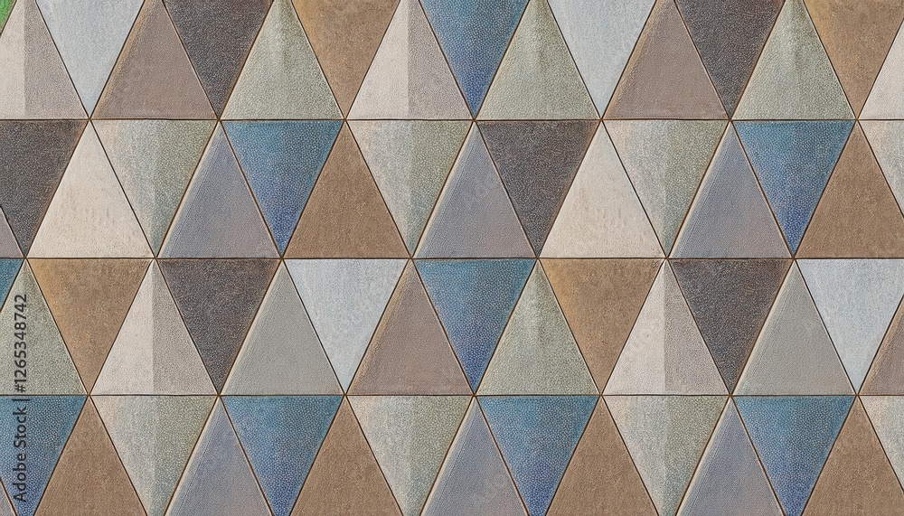 Poster geometric triangle pattern in neutral tones with textured surfaces, modern wall tile design for home