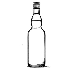 Whiskey, bottle, Hand drawing, illustration, pencil, sketch, transparent PNG