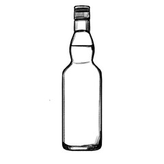 Whiskey, bottle, Hand drawing, illustration, pencil, sketch, transparent PNG
