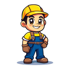 Adorable Cartoon Construction Worker: A Cute and Friendly Illustration