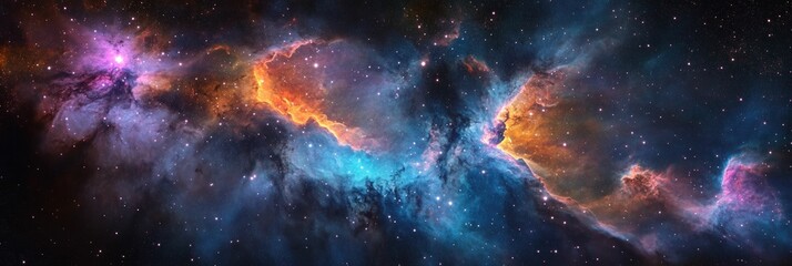 Obraz premium Cosmic nebula swirls vibrant colors stars.