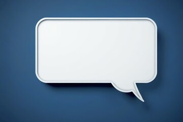 Naklejka premium a white speech bubble on a blue background with shadow