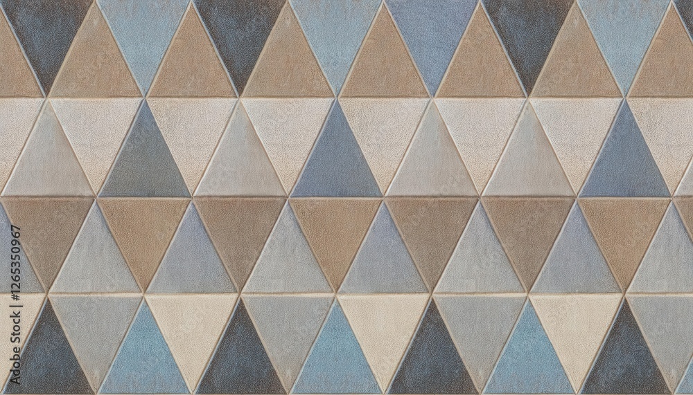 Poster geometric triangle pattern in neutral tones with textured surfaces, modern wall tile design for home