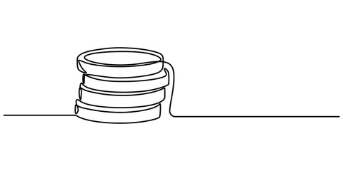 coins stack wealth savings continuous one line drawing, Hand Drawn Group of Coins Icon with editable stroke, dollar sign Minimalism design outline vector, Business icon. Money saving concept vector.