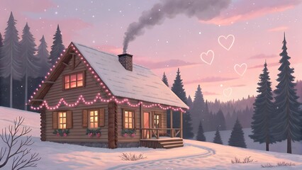 Fototapeta premium winter landscape with house