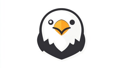 Fototapeta premium Cute cartoon eagle head, white background, children's book illustration