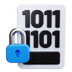 Data Encryption 3d render icons