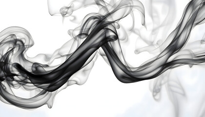 Abstract Black Smoke Flowing Against a White Background