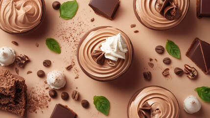 An upscale food event banner featuring mocha mousse as the main dessert attraction